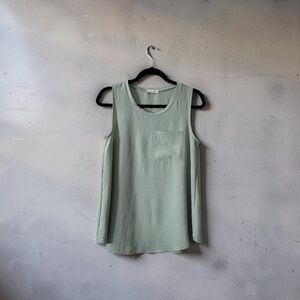 Relaxed Pocket Tank Top in Sage - Women